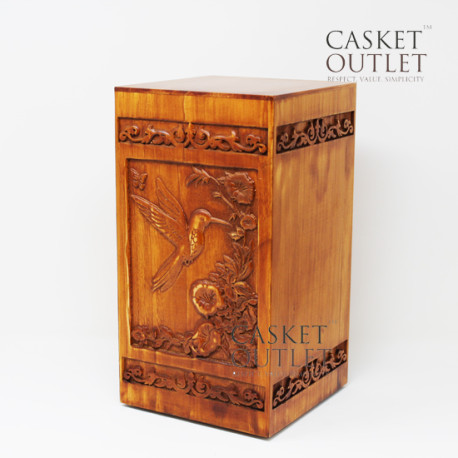 Wooden Urn | Hummingbird Wood Urn (FW5806)