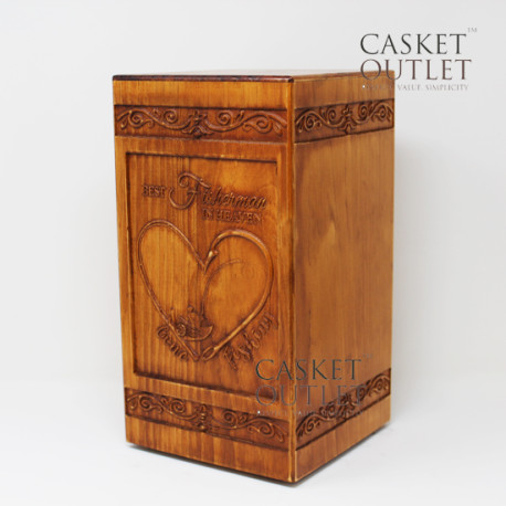Wooden Urn | Best Fisherman in Heaven Wood Urn (FW5811)